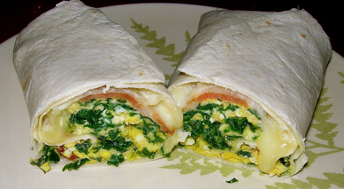 Egg & Potato Breakfast Burritos serving suggestion