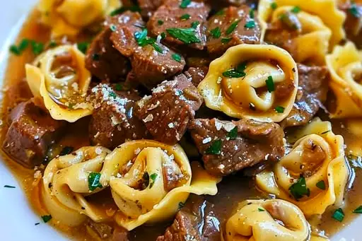 Cheesesteak Tortellini in Rich Provolone Sauce