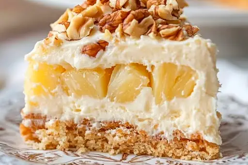 Pineapple Cake topped with creamy frosting!