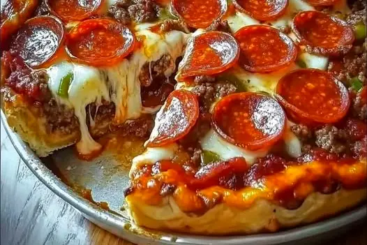 Deep Hamburger Sausage & Pepperoni Pie