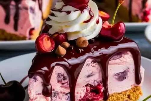 Elegant Cherry Chocolate Ice Cream Cake