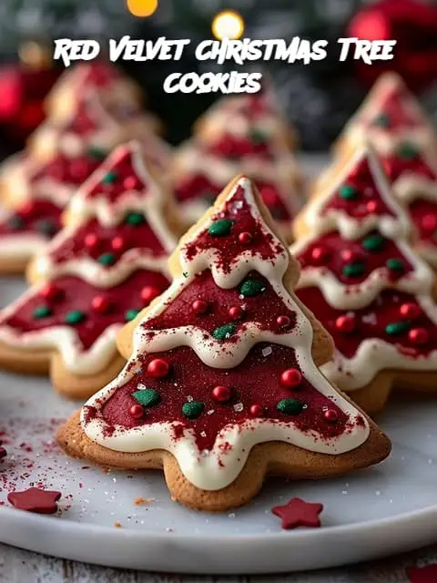 Red Velvet Christmas Tree Cookies