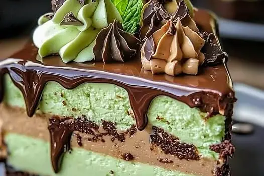 Decadent Mint Chocolate Fudge Cheesecake Cake