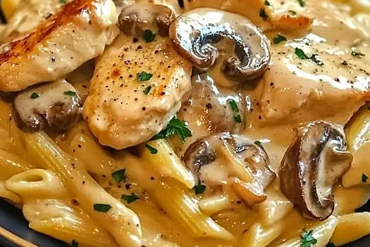 Decadent Chicken and Mushroom Pasta in Creamy Sauce