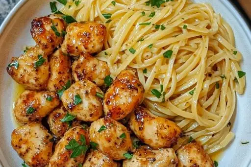 Garlic Butter Chicken with Lemon Parmesan Pasta