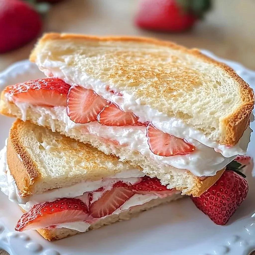 Delicious 4-ingredient Strawberry Sando with fresh strawberries and cream