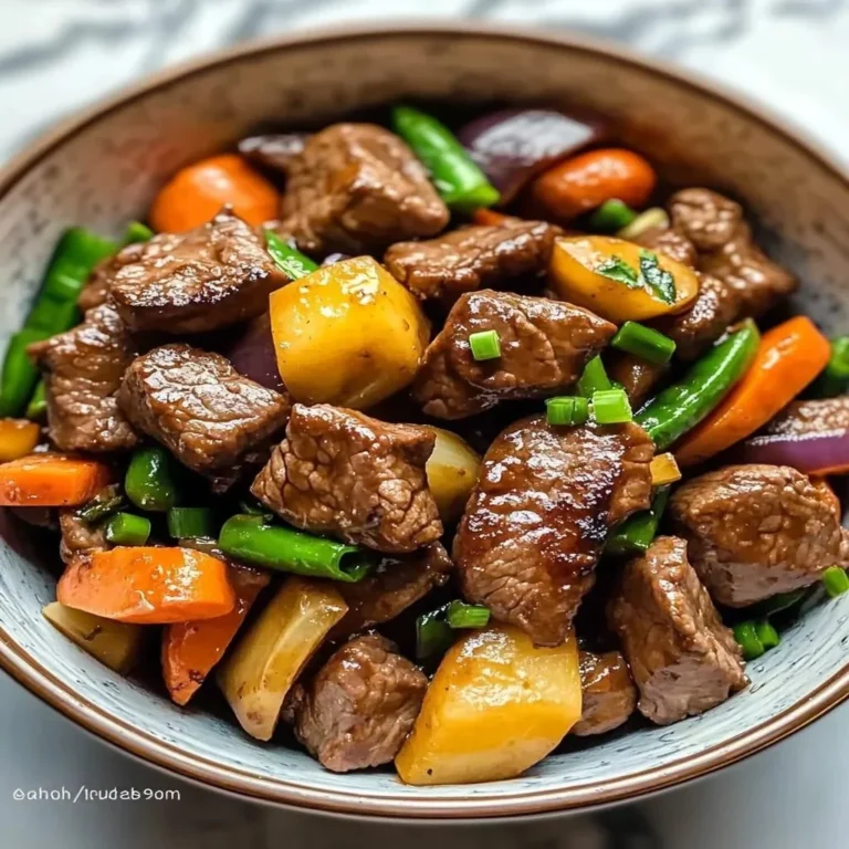 Beef stir fry with colorful vegetables on a plate