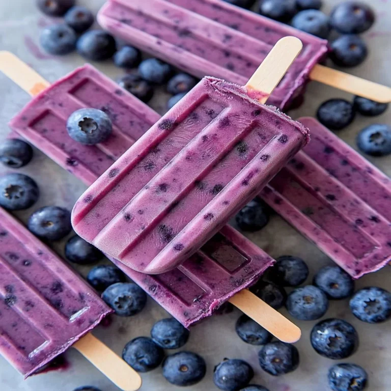 Homemade blueberry popsicles on a sunny day