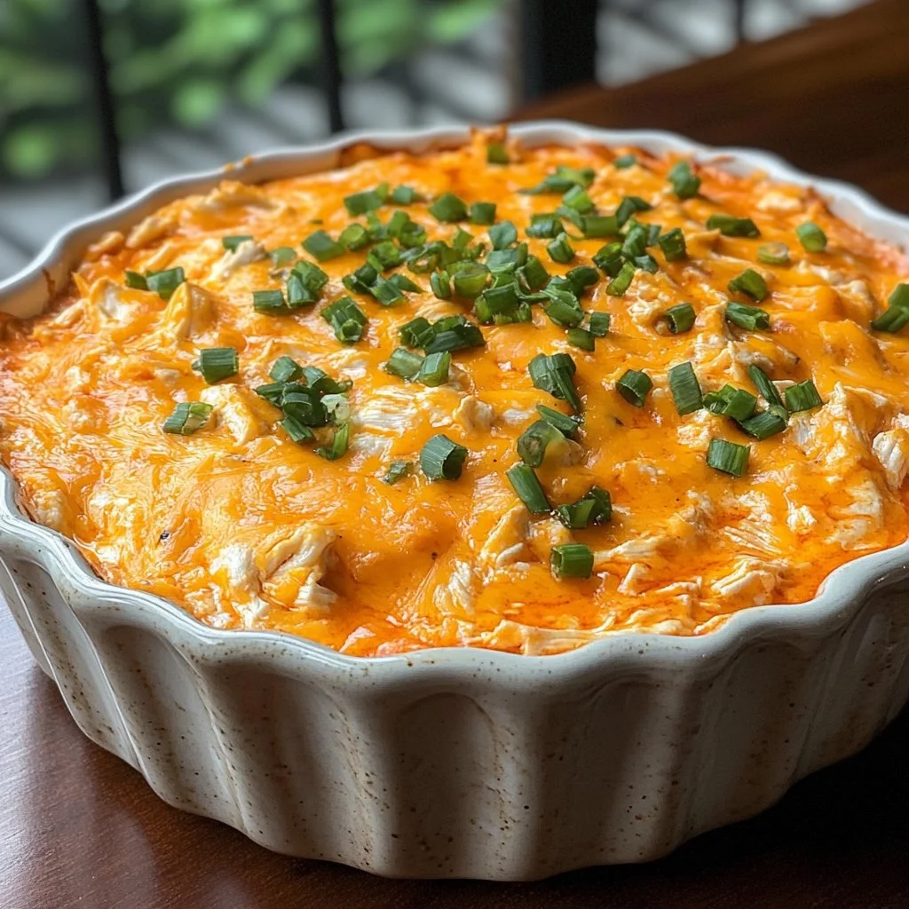 Delicious Buffalo Chicken Dip served with tortilla chips