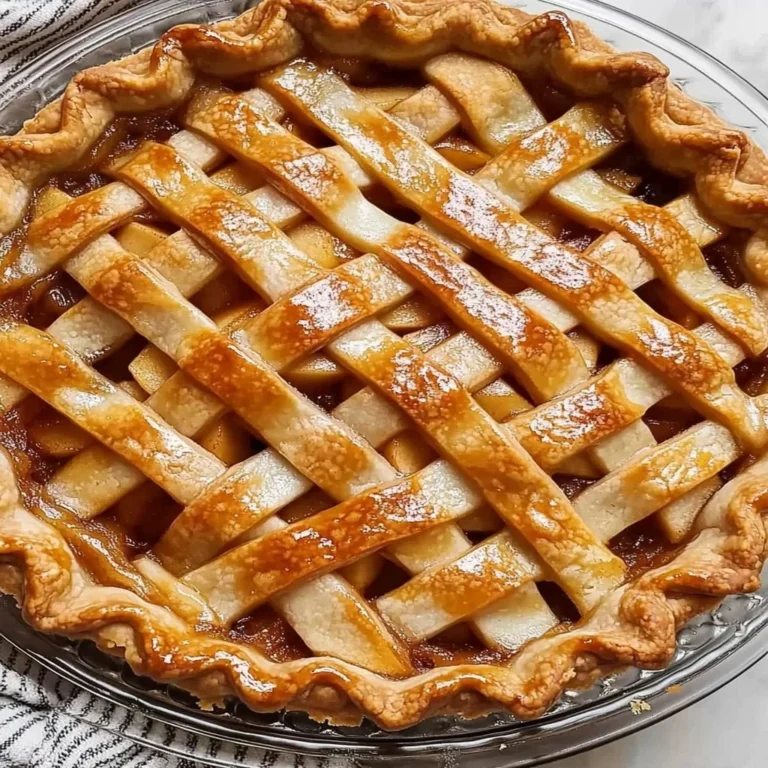 Slice of caramel apple pie with a golden crust and drizzled caramel topping.