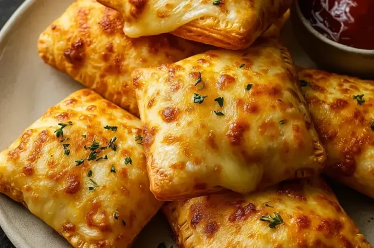 Delicious cheesy snack pockets ready to be served on a plate