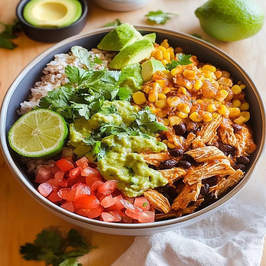 Delicious Chicken Burrito Bowl with fresh ingredients and vibrant colors
