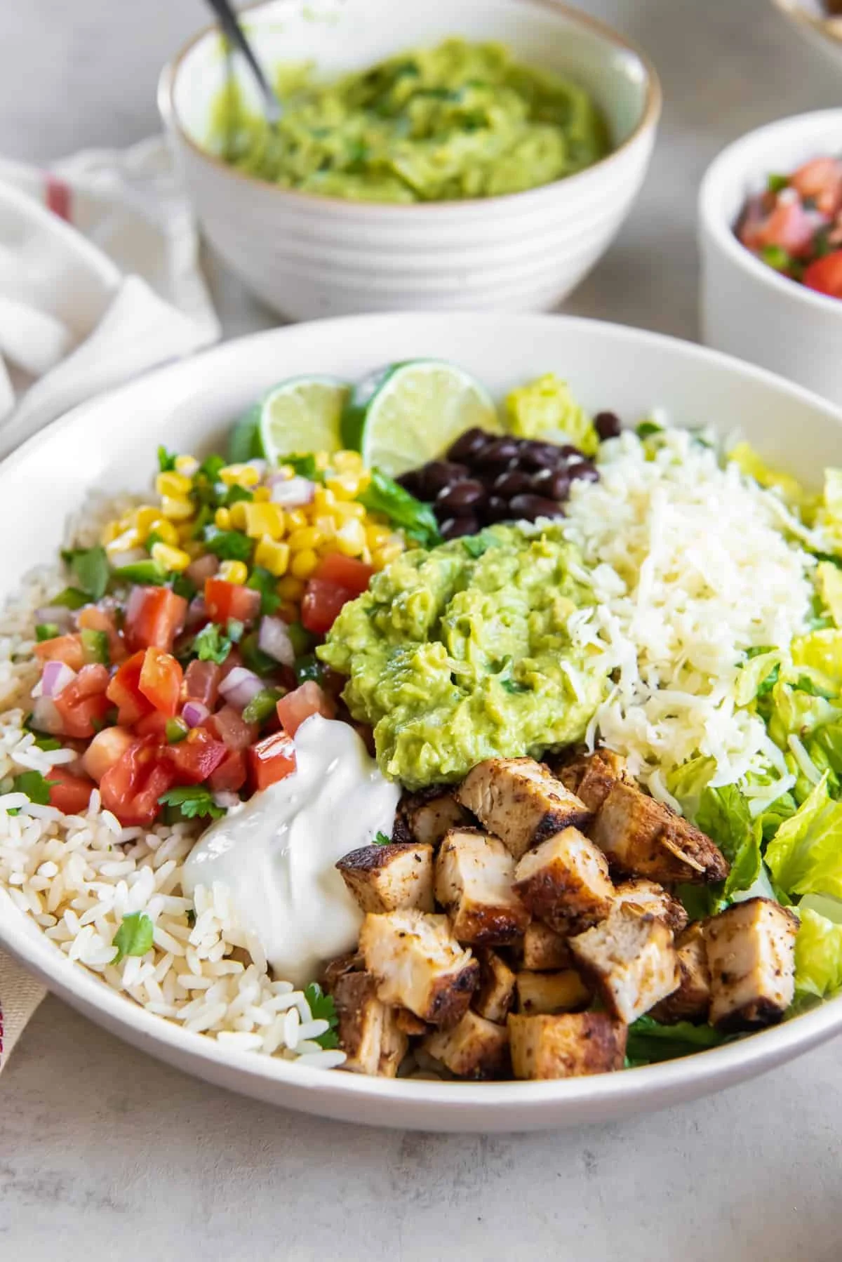Delicious Chipotle Burrito Bowl filled with rice, beans, and fresh toppings