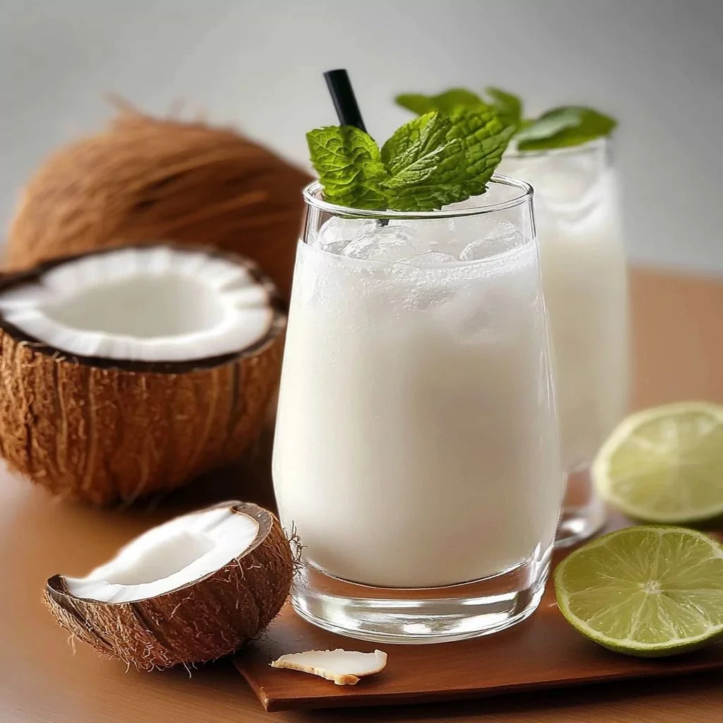 Refreshing Coconut Mojito cocktail with mint and lime garnish
