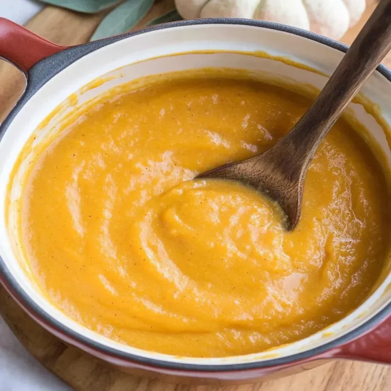 Creamy pumpkin sauce served over pasta with herbs and spices