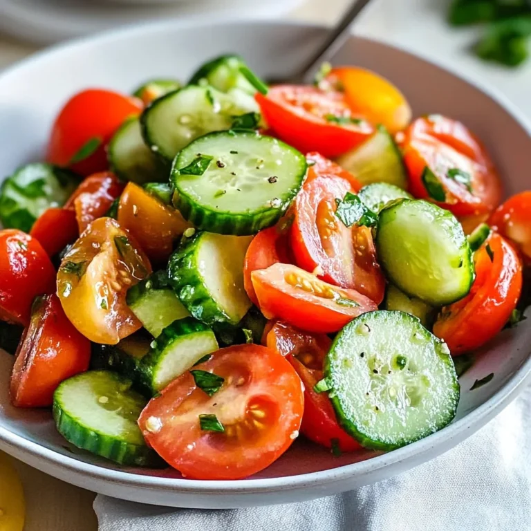 Fresh Cucumber Tomato Salad served in a bowl with herbs and spices.