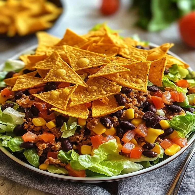 Colorful Doritos Taco Salad with fresh ingredients and crunchy toppings