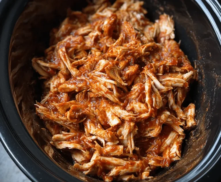 Crockpot BBQ Pulled Chicken served with sides on a plate