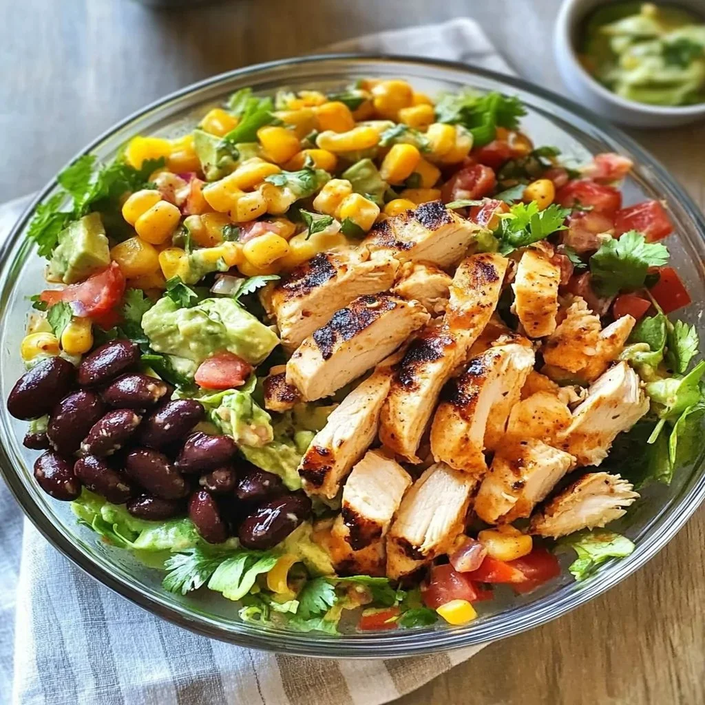 Easy Zesty Southwest Chicken Salad Bowl with colorful ingredients in a vibrant dish