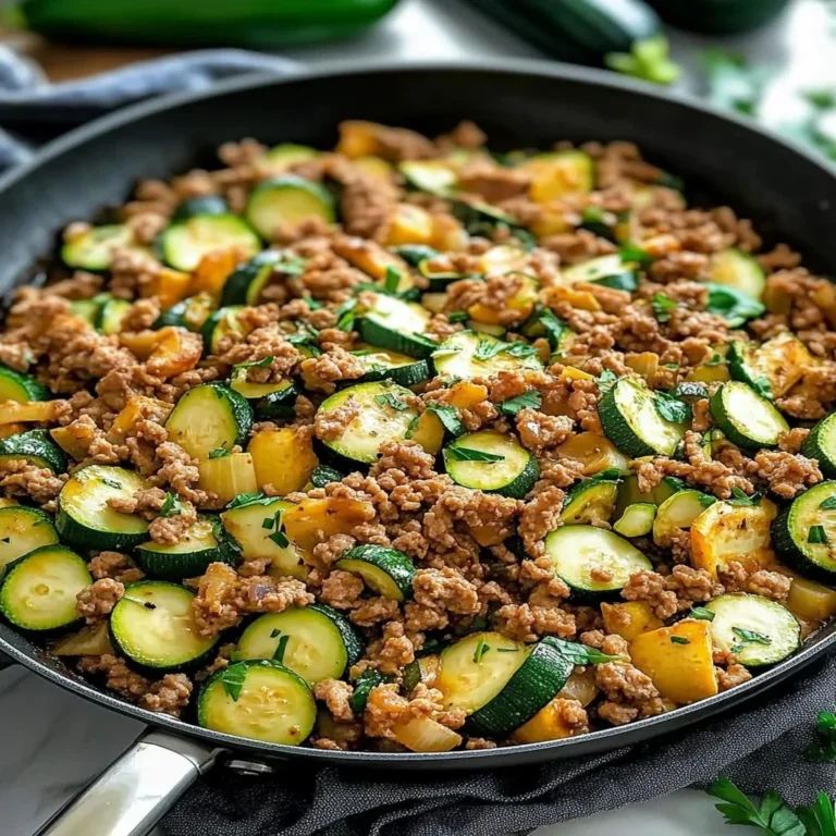 Ground turkey and zucchini skillet dish for a healthy dinner option.