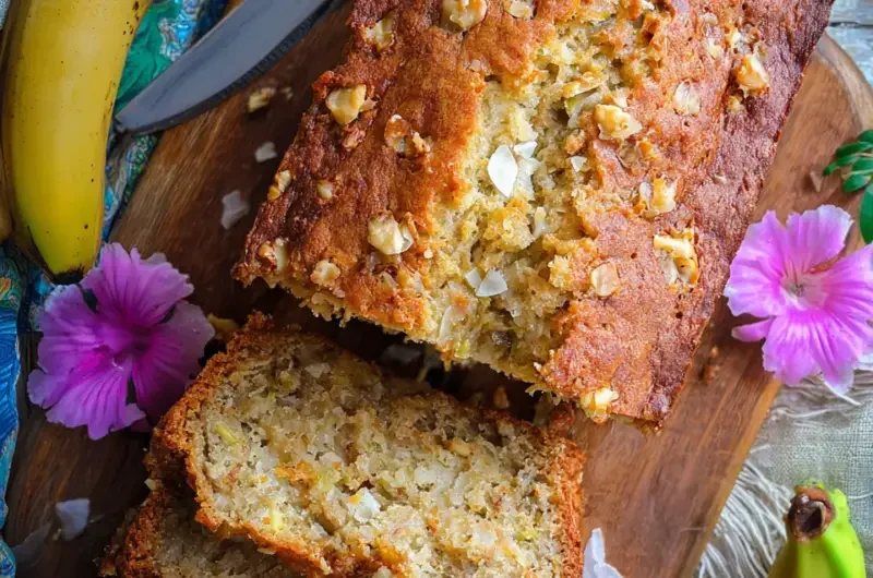 Delicious Hawaiian banana bread with tropical flavors and moist texture
