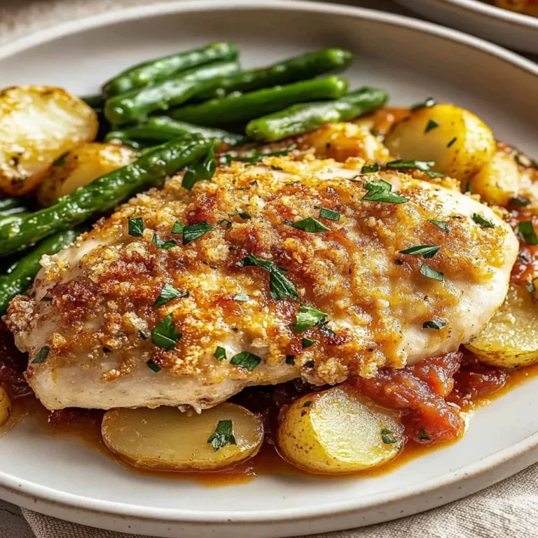 Healthy chicken parmesan with fresh vegetables on a plate