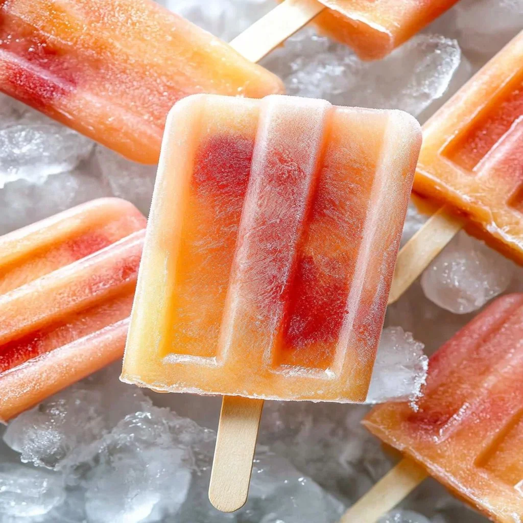 Homemade peach popsicles made with fresh peaches and yogurt