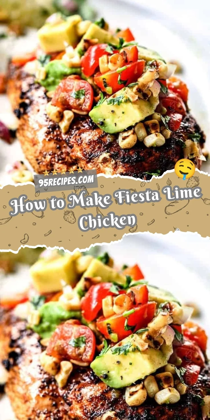 Delicious fiesta lime chicken served with rice and lime wedges