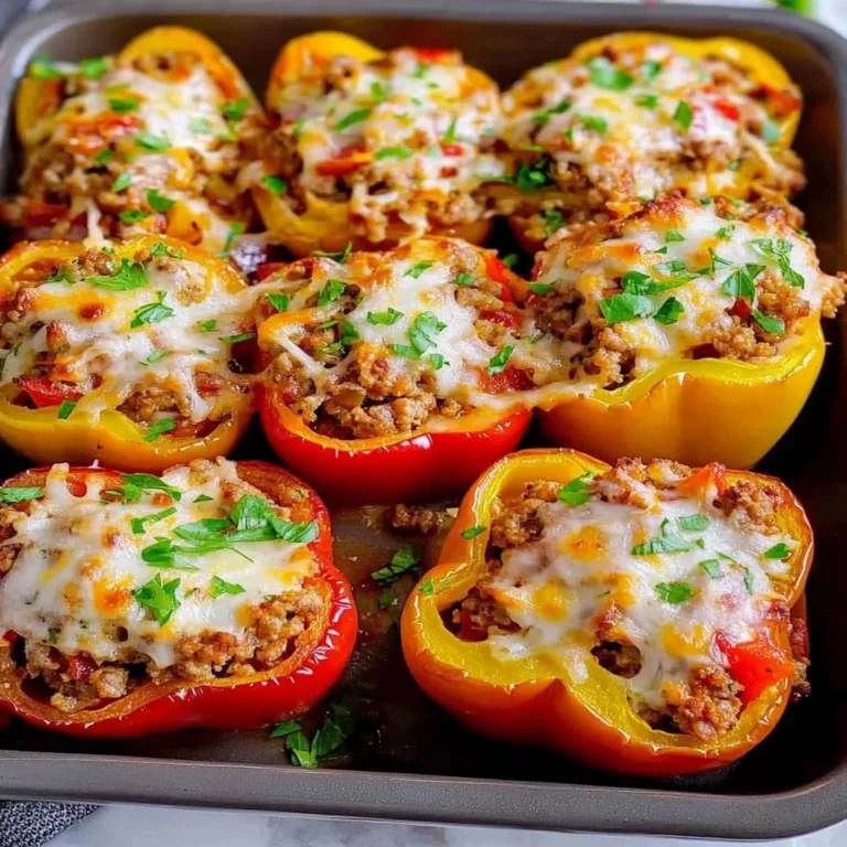Delicious Italian sausage stuffed peppers served on a plate