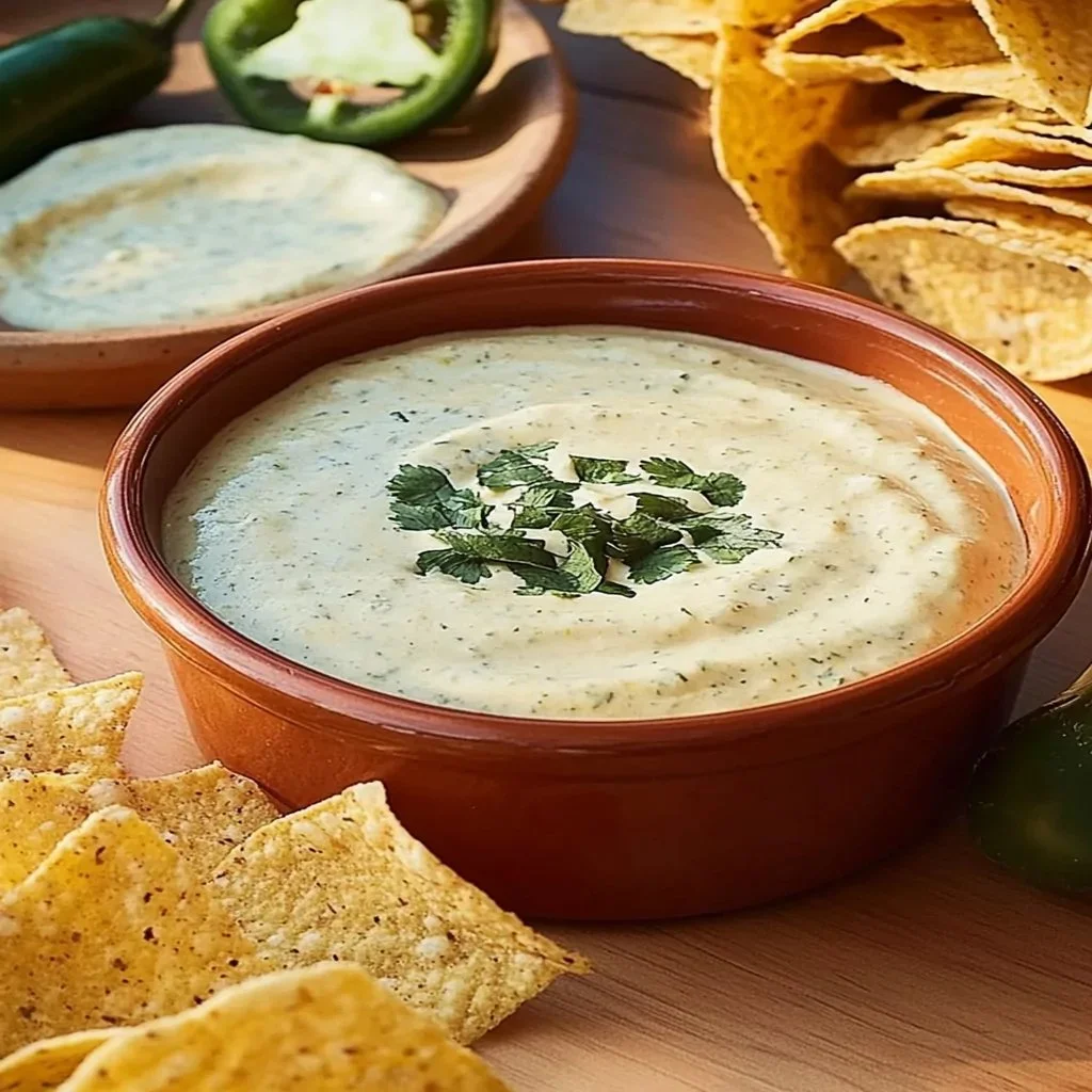 Creamy jalapeno dip served with tortilla chips