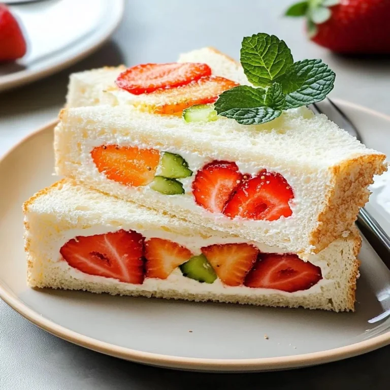Japanese fruit sandwich with fresh strawberries, also known as strawberry sando