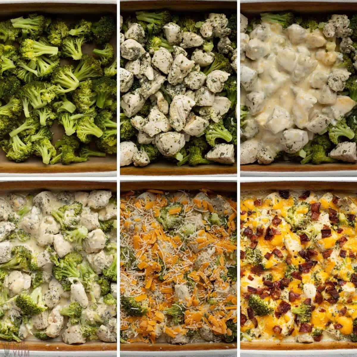 Delicious Keto Chicken Bacon Ranch Casserole topped with cheese and herbs