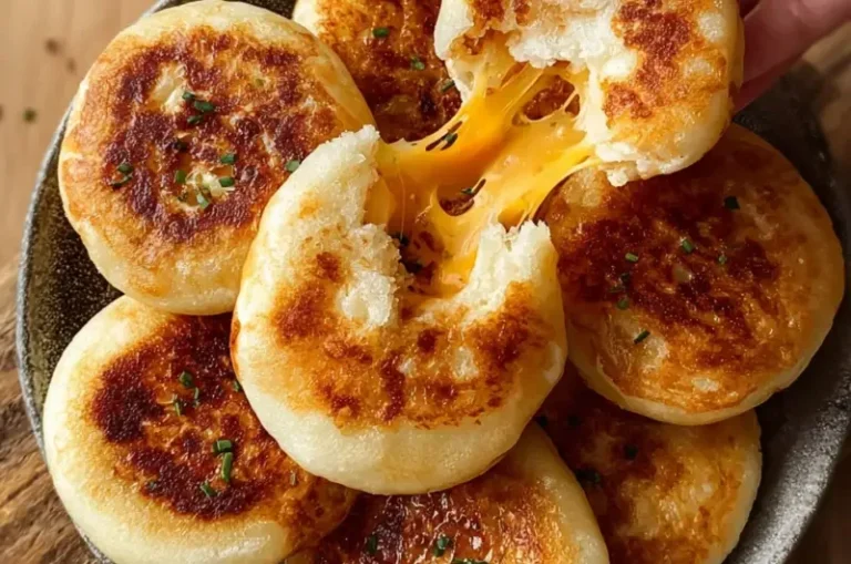 Delicious Korean Cheese Hotteok served with a gooey cheese filling