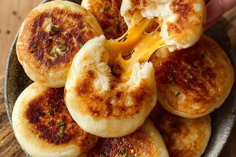 Delicious Korean Cheese Hotteok served with a gooey cheese filling