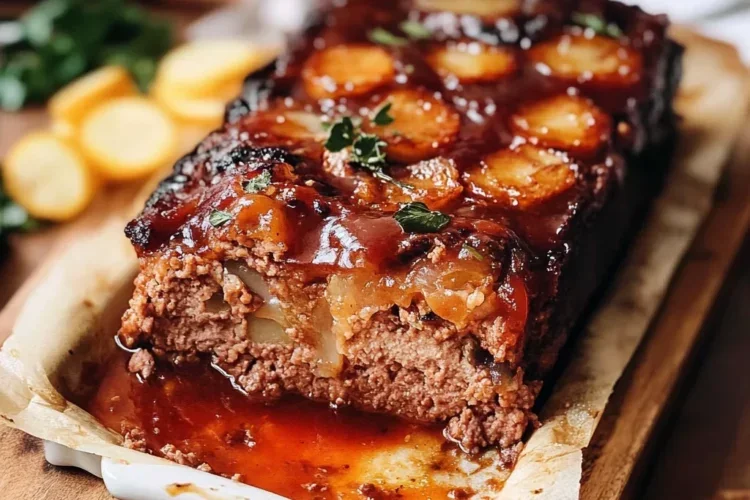 Delicious homemade meatloaf fresh out of the oven, ready to be served.