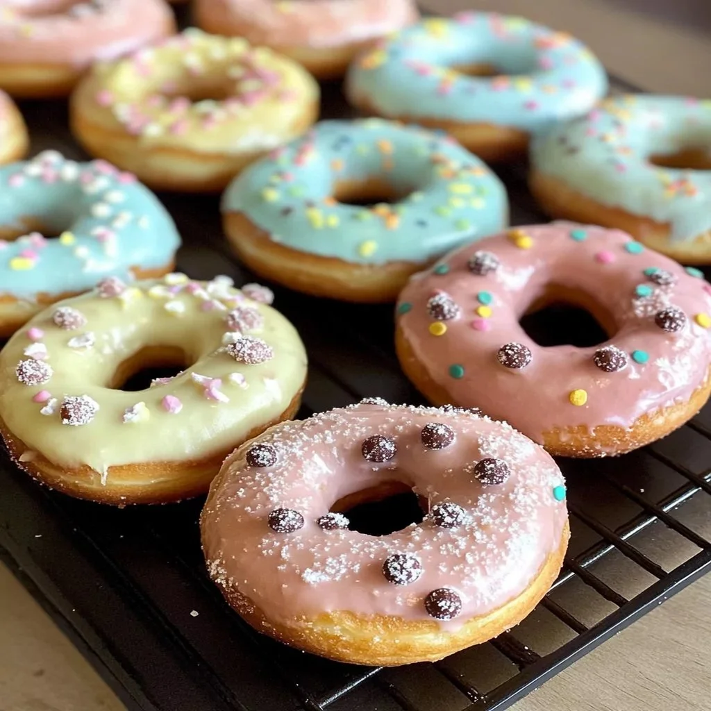 Delicious assortment of colorful Monster Donuts decorated with sprinkles and frosting.