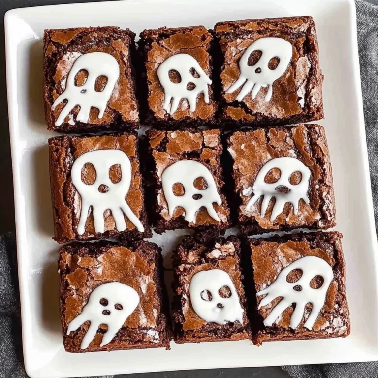 Festive Mummy Brownies decorated for Halloween