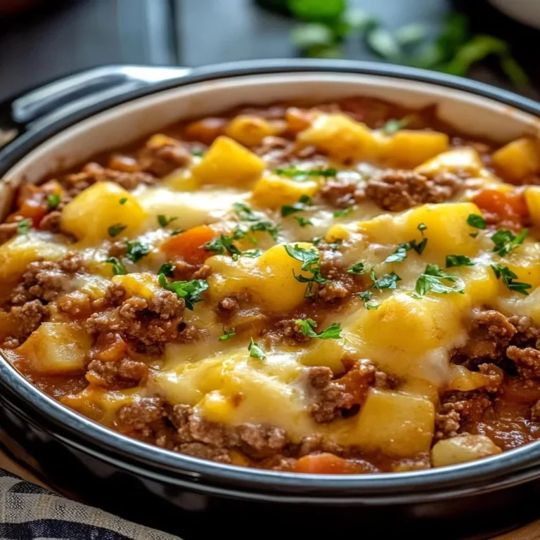 Delicious slow cooker cowboy casserole with ground beef and beans