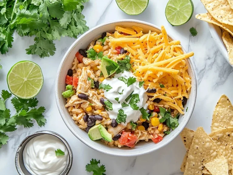 Delicious Southwest Chicken Bowl with grilled chicken and fresh toppings