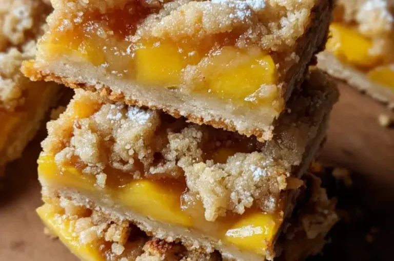 Summer Peach Crumb Bars with juicy peaches and a buttery crumble topping
