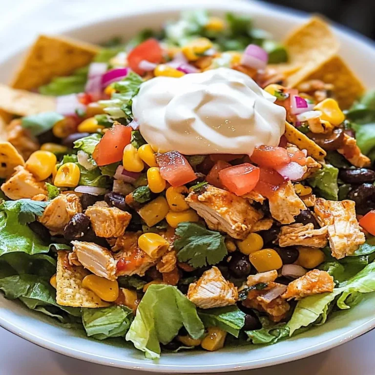 Delicious Taco Chicken Salad with vibrant toppings and flavors