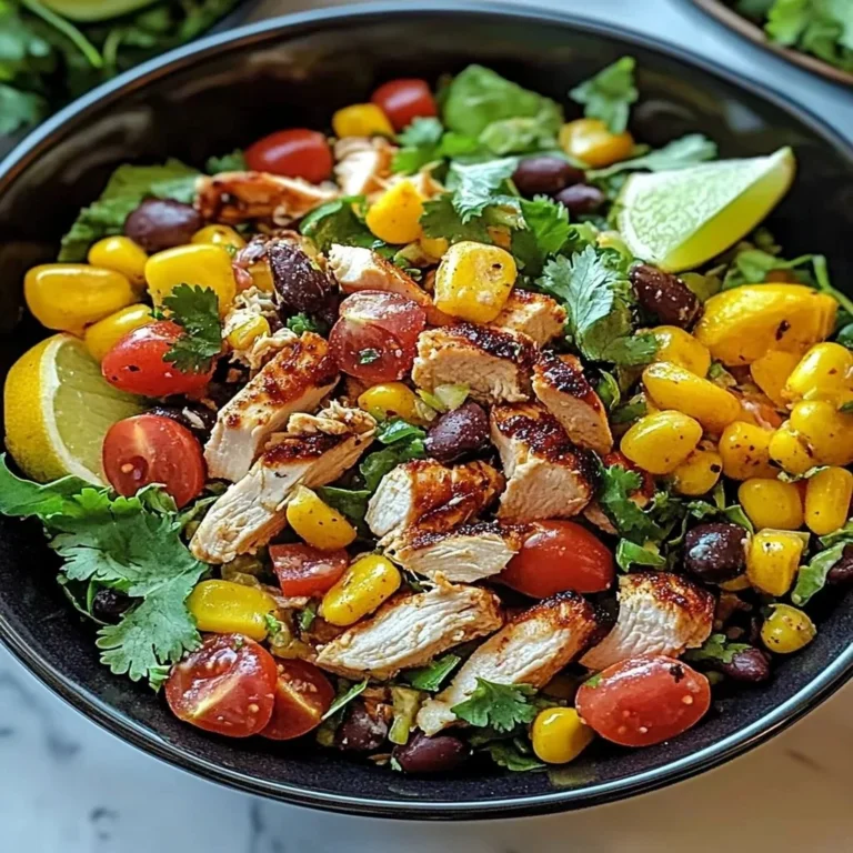 Colorful Tex-Mex Chopped Chicken Salad with grilled chicken and fresh ingredients