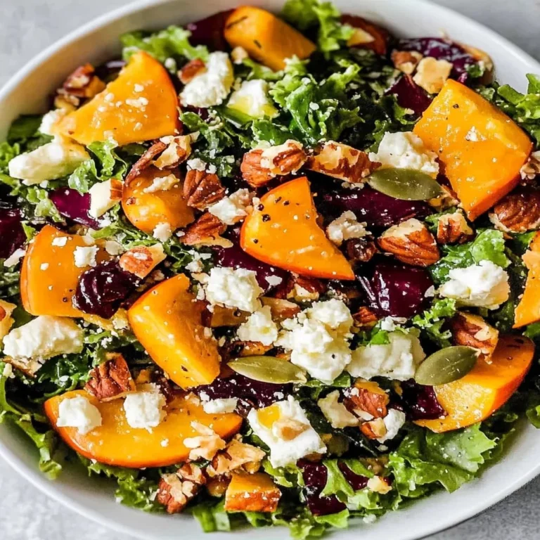 Colorful pumpkin salad with fresh veggies and dressing served in a bowl