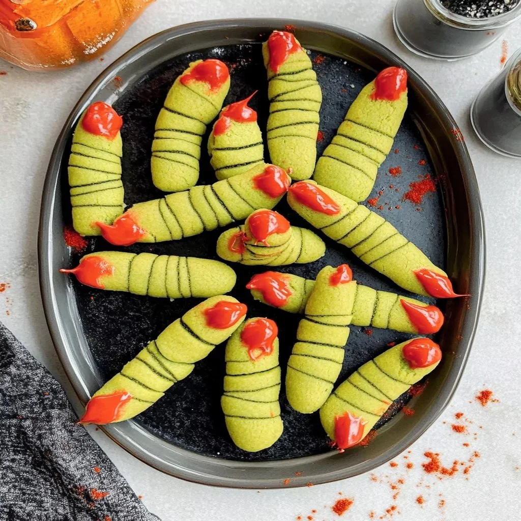 Spooky Witch Finger Cookies decorated for Halloween celebration