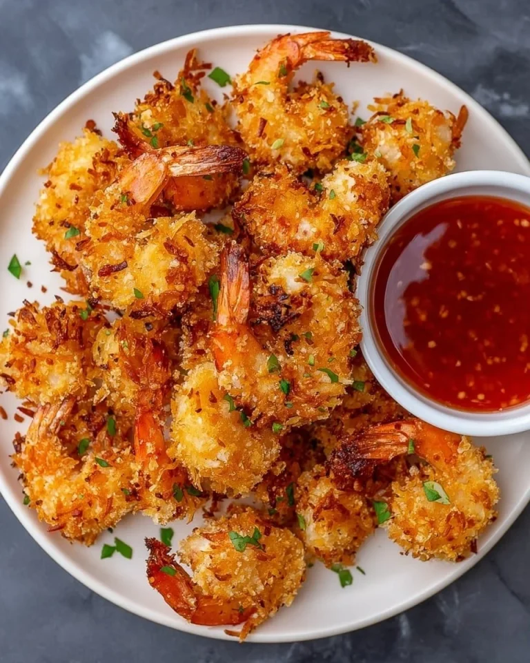 Deliciously crispy air fryer coconut shrimp prepared with a flavorful coconut crust