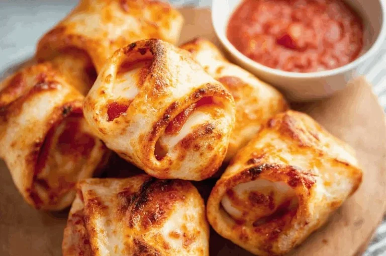 Delicious air fryer pizza roll-ups ready to serve in a bowl
