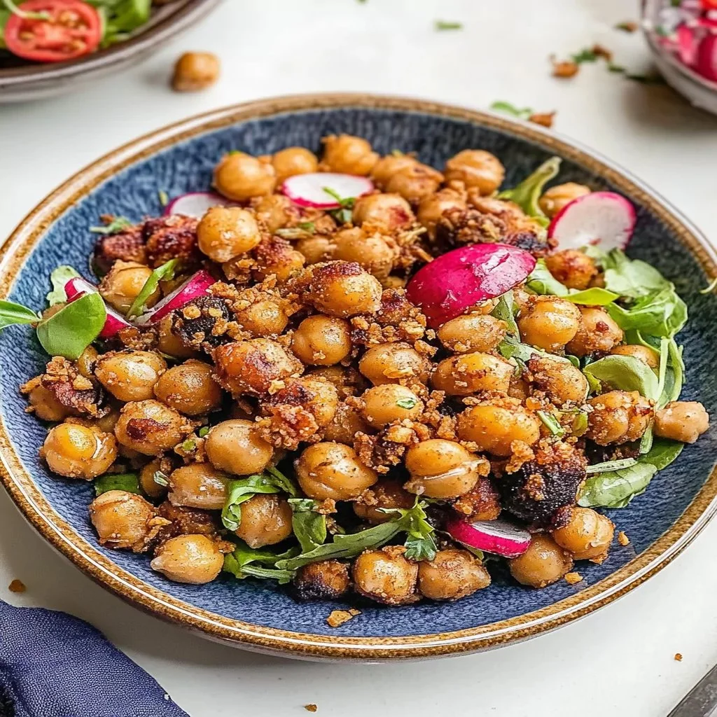 Crispy and flavorful crunchy chickpeas in a bowl, a healthy vegan snack.