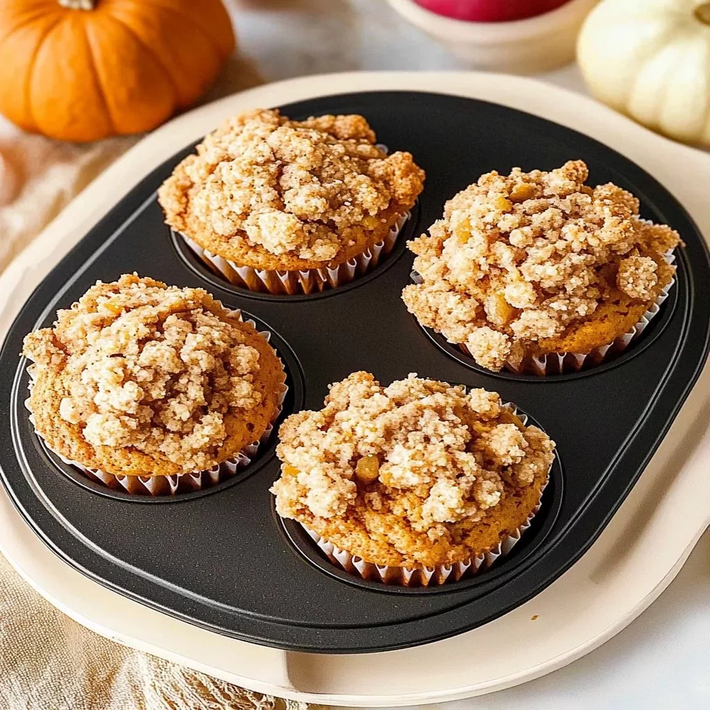 Baked Apple Pumpkin Streusel Muffins with a crunchy topping