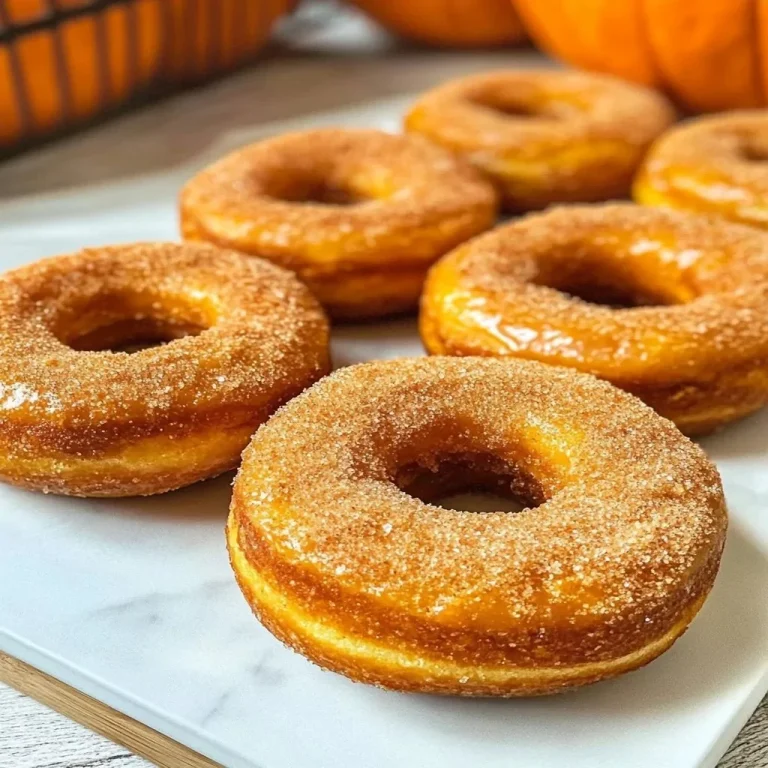 Freshly baked pumpkin donuts topped with cinnamon sugar