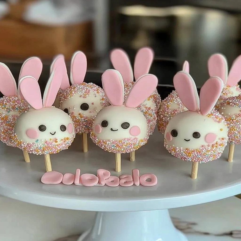 Delicious Bunny Tail Cake Pops decorated with fluffy white frosting.